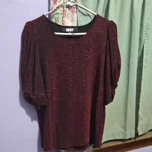 DKNY Women's Sparkling Burgundy Blouse